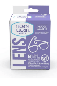 Nice N CLEAN Smudgeguard Eyeglass Cleaner Pre-Moistened Lens Wipes 50 Count Pack