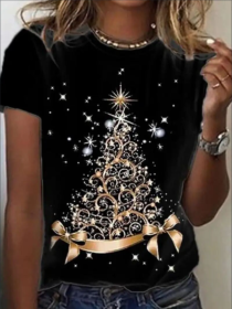 Women's Print Long-sleeved Hoodless Sweatshirt (Option: Black-S)